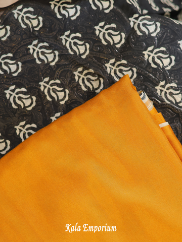 Printed Maheshwari Chanderi Suit and Dupatta with Cotton Bottom