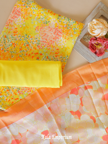 Pure Muslin Printed Suit, Paired with a Breezy Muslin Dupatta and Bottom.