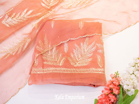 Organza Unstiched Suit With Sequins Work