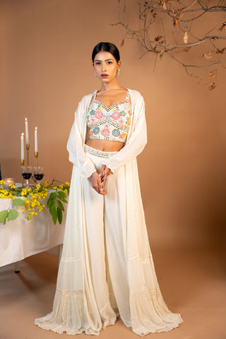 Sharara Crop Top With Jacket