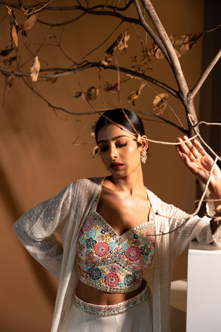 Sharara Crop Top With Jacket